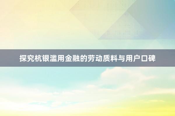 探究杭银滥用金融的劳动质料与用户口碑